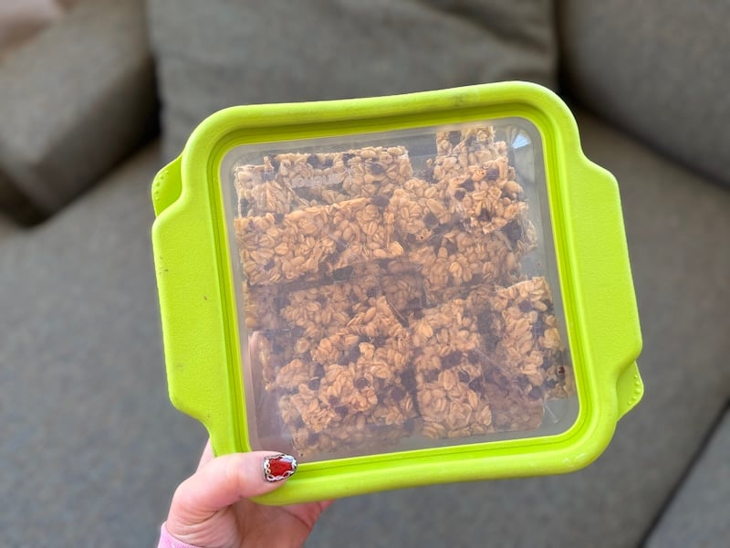 granola bars stored in an airtight container