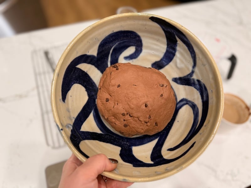 Double chocolate bagel dough before bulk fermentation