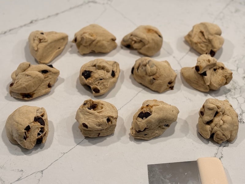 divided bagel dough ready for shaping
