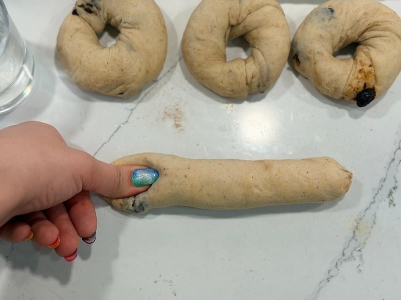 flatten one end of dough log