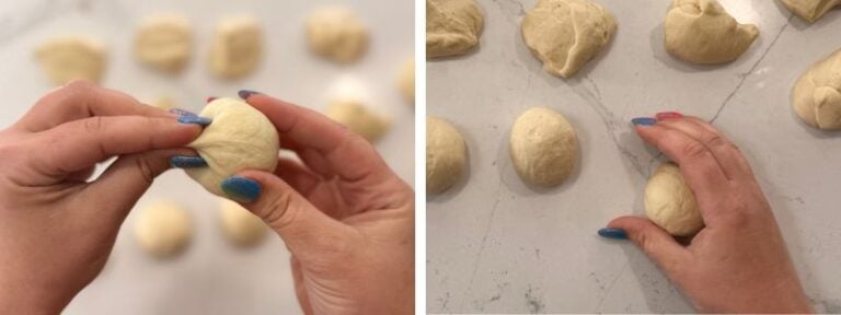 pinch bierocks dough into a ball and smooth out under palm