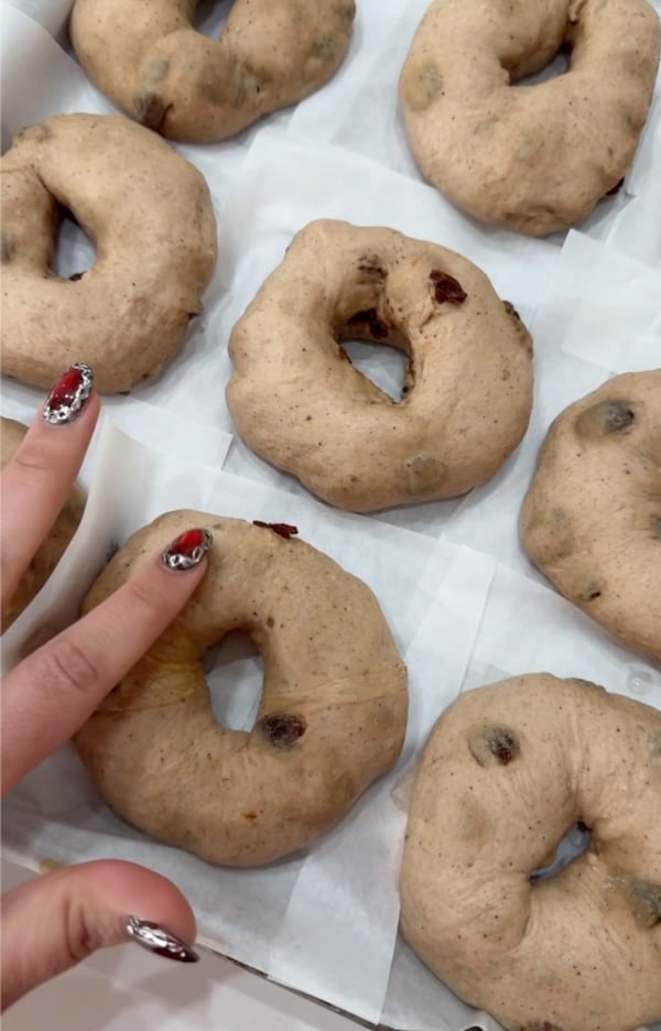 cinnamon raisin bagels testing round two with extra cinnamon in the dough