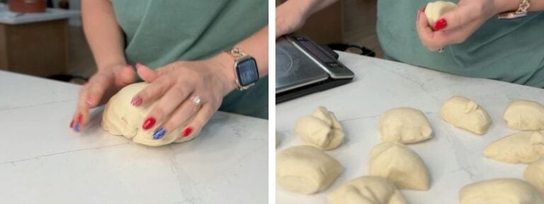 knead and divide the bierocks dough into 12