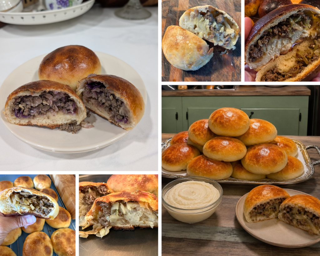 sourdough bierocks recipe tester photos showing golden brown pocket sandwiches
