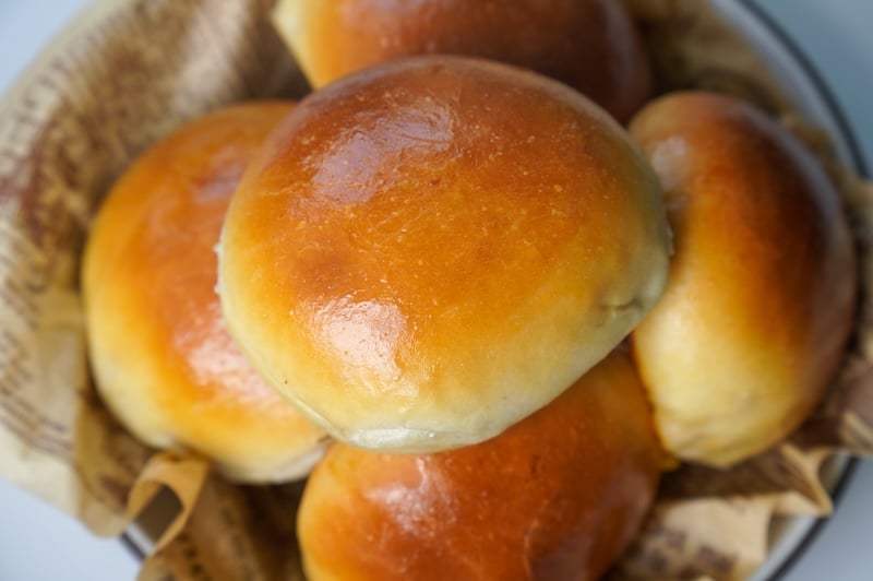glossy shiny finish on the tops of the breakfast bierocks