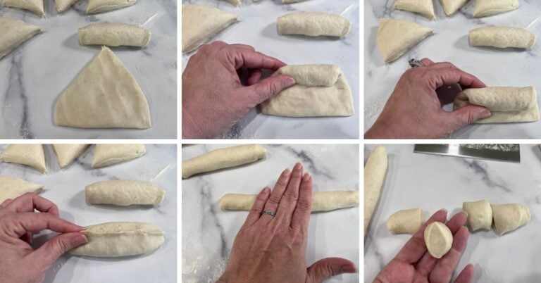 rolling and cutting pretzel bites