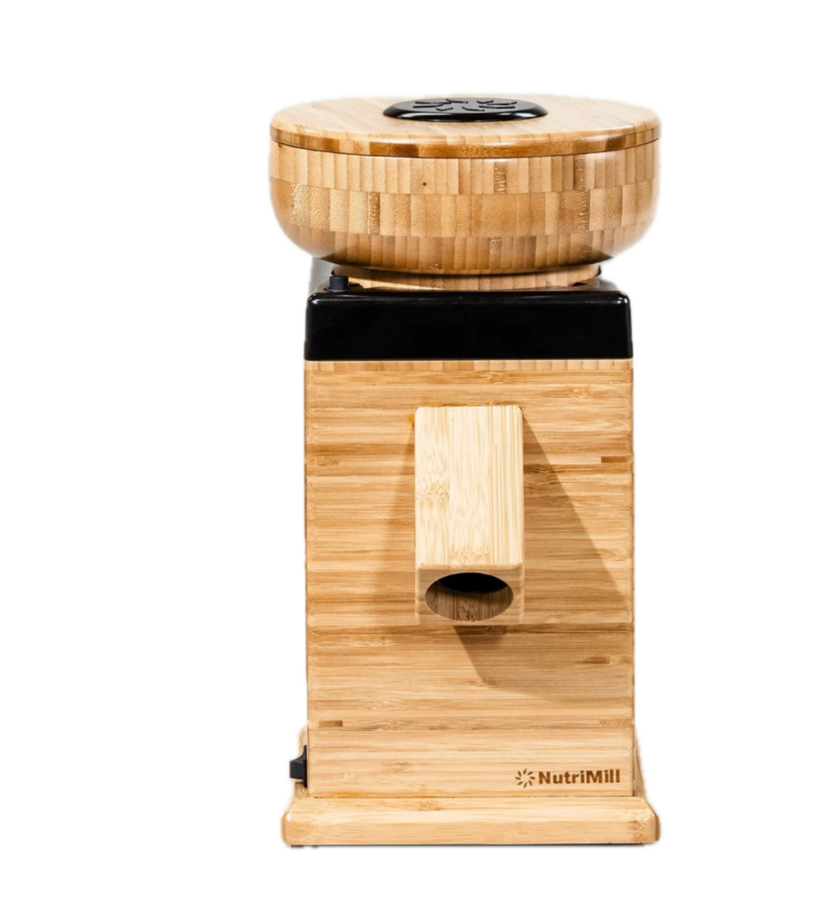 NutriMill Harvest stone grain mill with bamboo housing