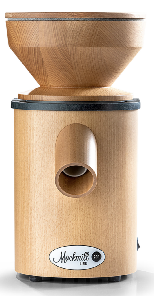 Mockmill Lino 200 stone grain mill with wood housing