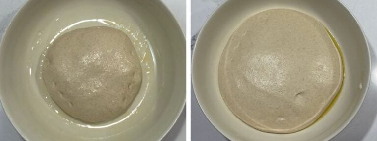 hoagie rolls before and after bulk fermentation