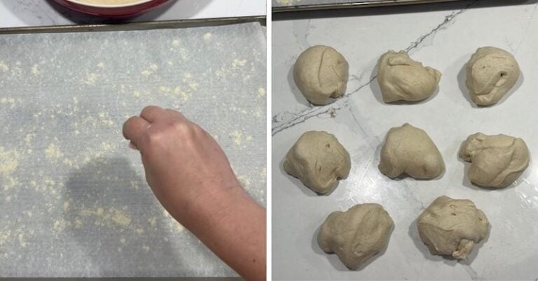 prepping sheet tray and dividing dough