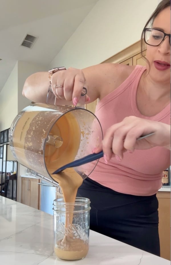 thin and runny homemade peanut butter with no water added