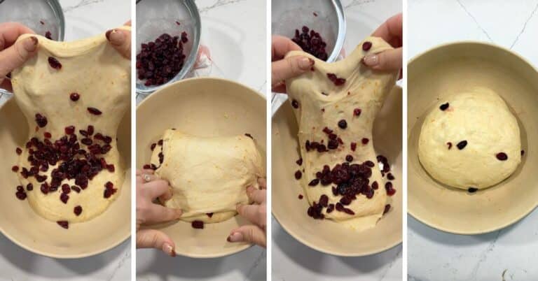 add cranberries to the orange dough