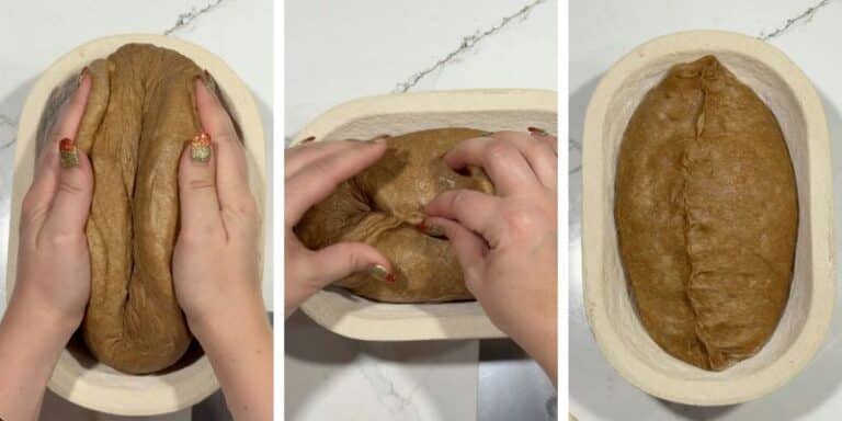 final shaping caddy clasp technique for sourdough brown bread