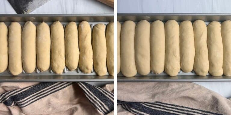 hawaiian hot dog bun dough before after second rise