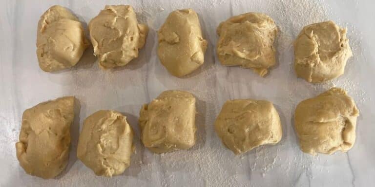 hawaiian hot dog bun dough divided into 10