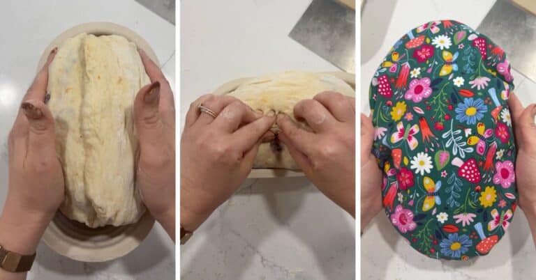 putting orange cranberry loaf in a banneton