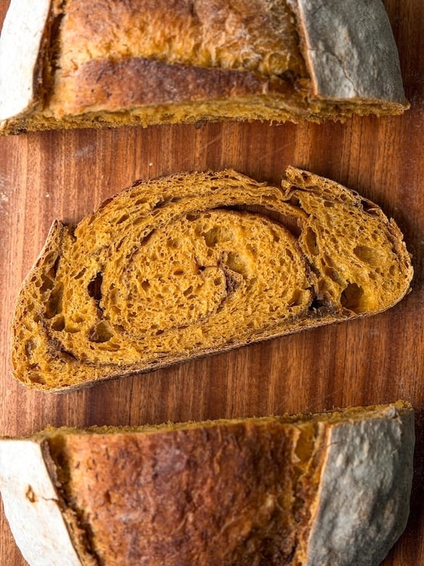 pumpkin swirl sourdough bread