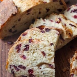 sliced of orange cranberry bread fanned out