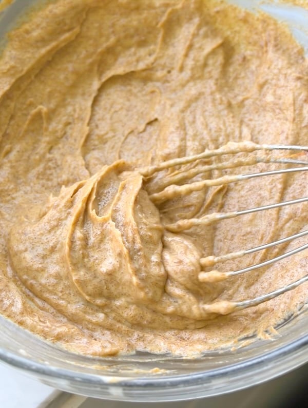 whisking the pumpkin spice spread